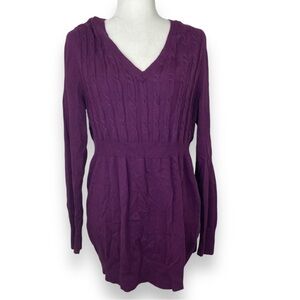liz lange maternity cable knit sweater purple XXL